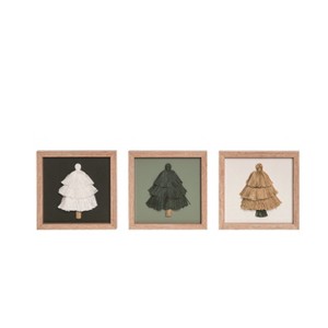Transpac Small MDF/Rope Framed Tassel Tree Decor Set of 3 Christmas Home Decorations - 1 of 1