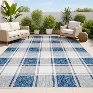 JONATHAN Y Sabine Traditional Farmhouse Bold Gingham Indoor/Outdoor Area Rug - 1 of 4