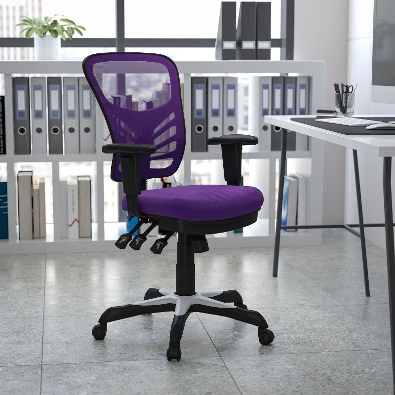 Emma and Oliver Mid-Back Mesh Triple Paddle Swivel Ergonomic Office Chair with Adjustable Arms, 2 of 12