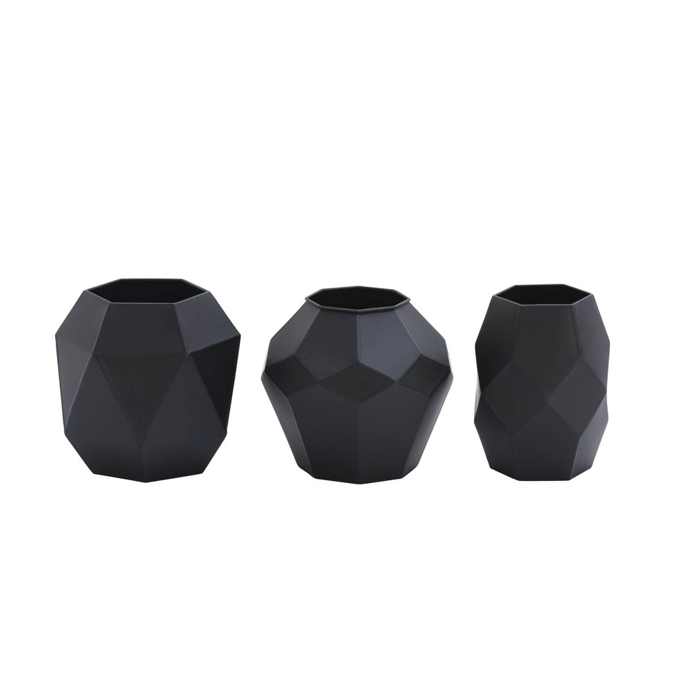 Photos - Vase Set of 3 Metal  Black - The Novogratz