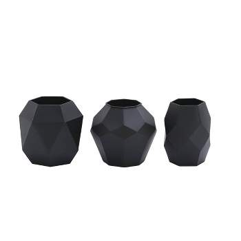 Set of 3 Metal Vase Black - The Novogratz