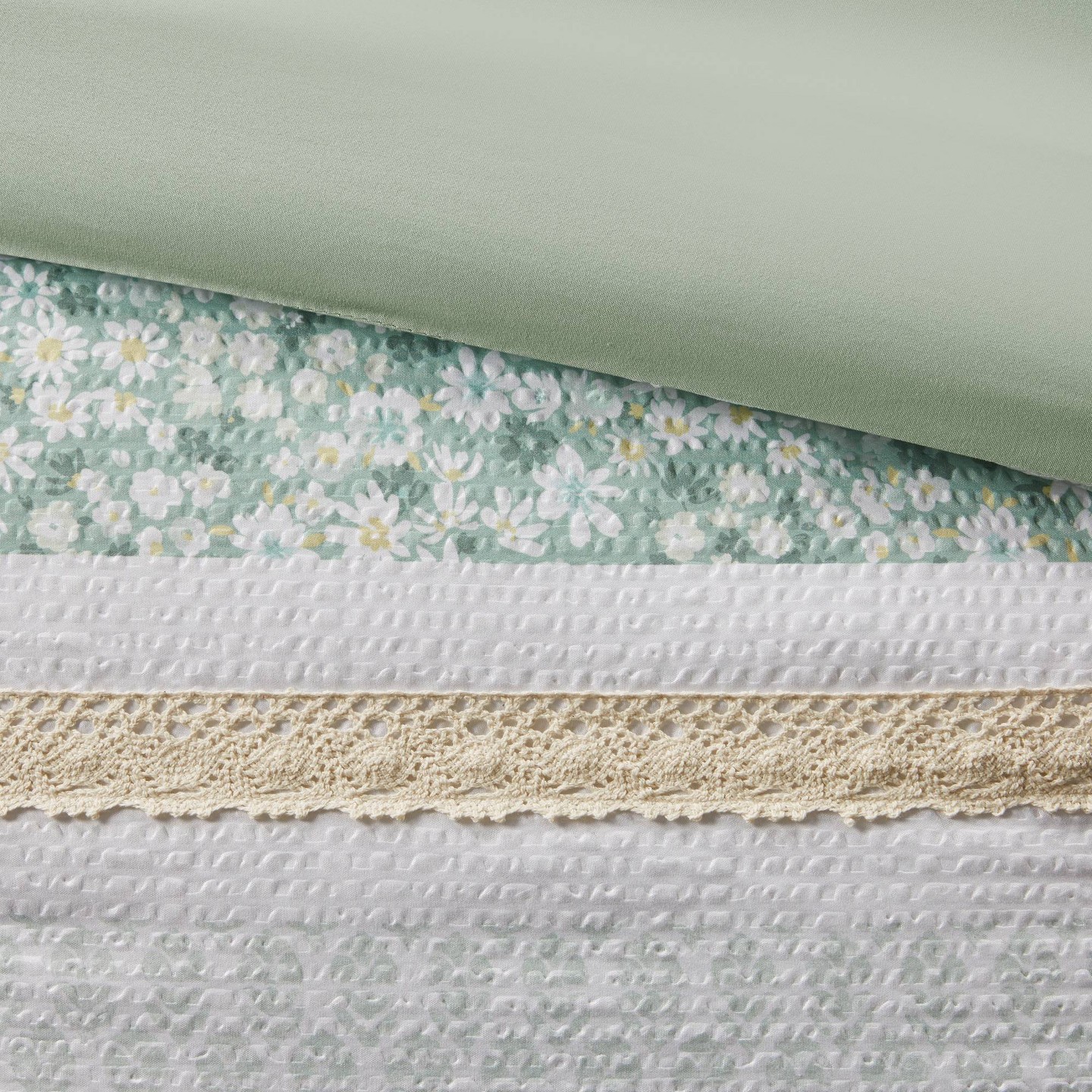 Постельное бельё Madison Park 5pc King/California King Tulia Seersucker Comforter Bedding Set with Throw Pillows Green, цвет: Зелёный — фото 6