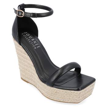 Journee Collection Womens Olesia Tru Comfort Foam Buckle Espadrille Wedge Sandals