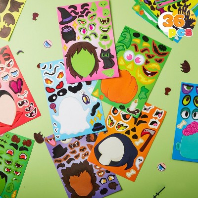 Joyfy 36Pcs Halloween Craft Stickers, Make a Face Stickers Kids Halloween Party Favor DIY Craft Supplies, Classroom Activities Supplies
