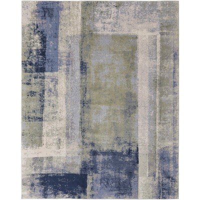 Clio Modern Abstract Blue/Green/Ivory Area Rug
