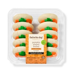 Pumpkin Frosted Cookies - 13.5oz/10ct - Halloween - Favorite Day™ - 1 of 4