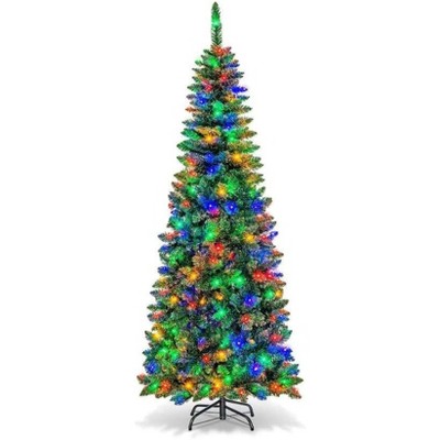Pencil Christmas Tree,Artificial Pre-Lit Christmas Tree,Realistic Xmas Tree Artificial Holiday Decoration for Indoor and Outdoor Use