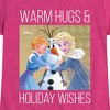 Girls' - Frozen 2 - Elsa Anna and Olaf Warm Hugs Holiday Wishes Fitted Short Sleeve Graphic T-Shirt - 2 of 4