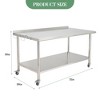 Stainless Steel Food Prep Table,Kitchen Work Table with Adjustable Under Shelf,Utility Table with Hooks for Restaurant,Garage,Hotel and Home - 2 of 4