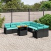 vidaXL 11 Piece Patio Sofa Set with Cushions Black Poly Rattan - 2 of 4