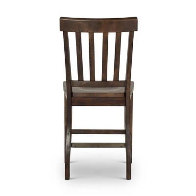 Elegant Transitional Dark Oak Wood Counter Stools, Set of 2
