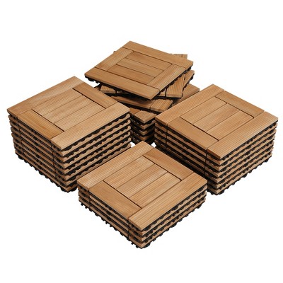 Yaheetech 27pcs Fir Wooden Floor Tiles Decking for Patio Garden