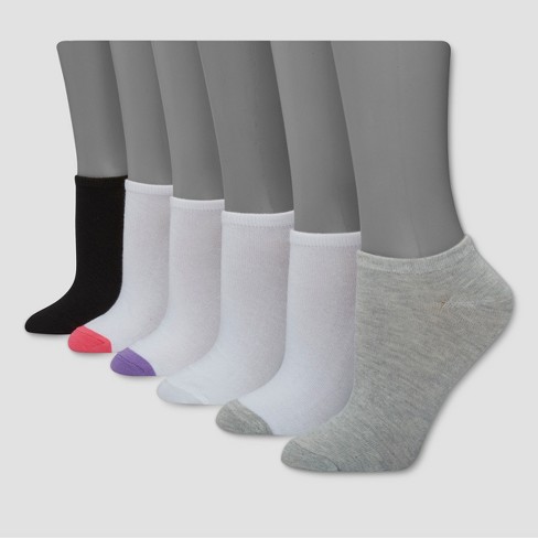 Hanes Premium Women's 6pk Cushioned No Show Socks - White 5-9