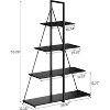 Sailboat Shaped Bookshelf, Book Shelf, 4-Tier Ladder Design, Sturdy Free-Standing Storage Shelves, Space Saving for Living-Room Office Bedroom - 3 of 4