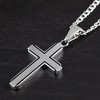 Crucible Men's Polished Black Inlay Cross Stainless Steel Necklace - 3 of 4