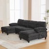 103" Extra-Large Chenille Sectional Sofa with Dual Chaise Lounges, U-Shaped Couch with Armrest Pillows for Living Room–The Pop Home - 3 of 4