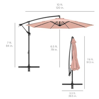 Rose Quartz 10ft Offset Hanging Patio Umbrella with Steel Frame