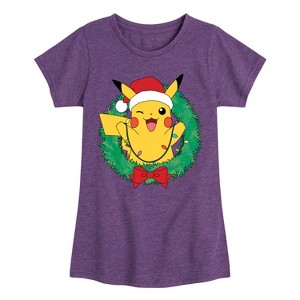 Girls' - Pokémon - Pikachu Lights Wreath Fitted Short Sleeve Graphic T-Shirt - 1 of 4