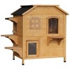 2 Story Outdoor Cat House,Weatherproof Wooden Cat Shelter with Escape Door Openable Roof and Platforms for Feral Cats,Natural - LAOTIES - 4 of 4