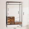 Freestanding Closet Organizer, Heavy Duty Garment Rack for Hanging Clothes, Industrial Clothing Racks with 4 Fabric Drawer, Rustic Brown - 4 of 4