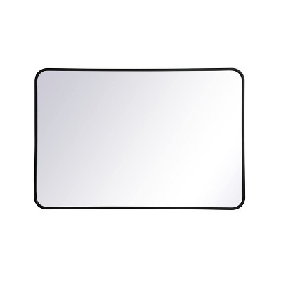 Elegant Lighting Soft corner metal rectangular mirror 27x40 inch in Black