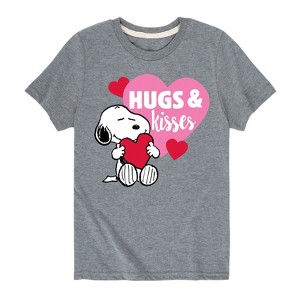 Boys' - Peanuts - Snoopy Hugs And Kisses Short Sleeve Graphic T-Shirt - 1 of 4