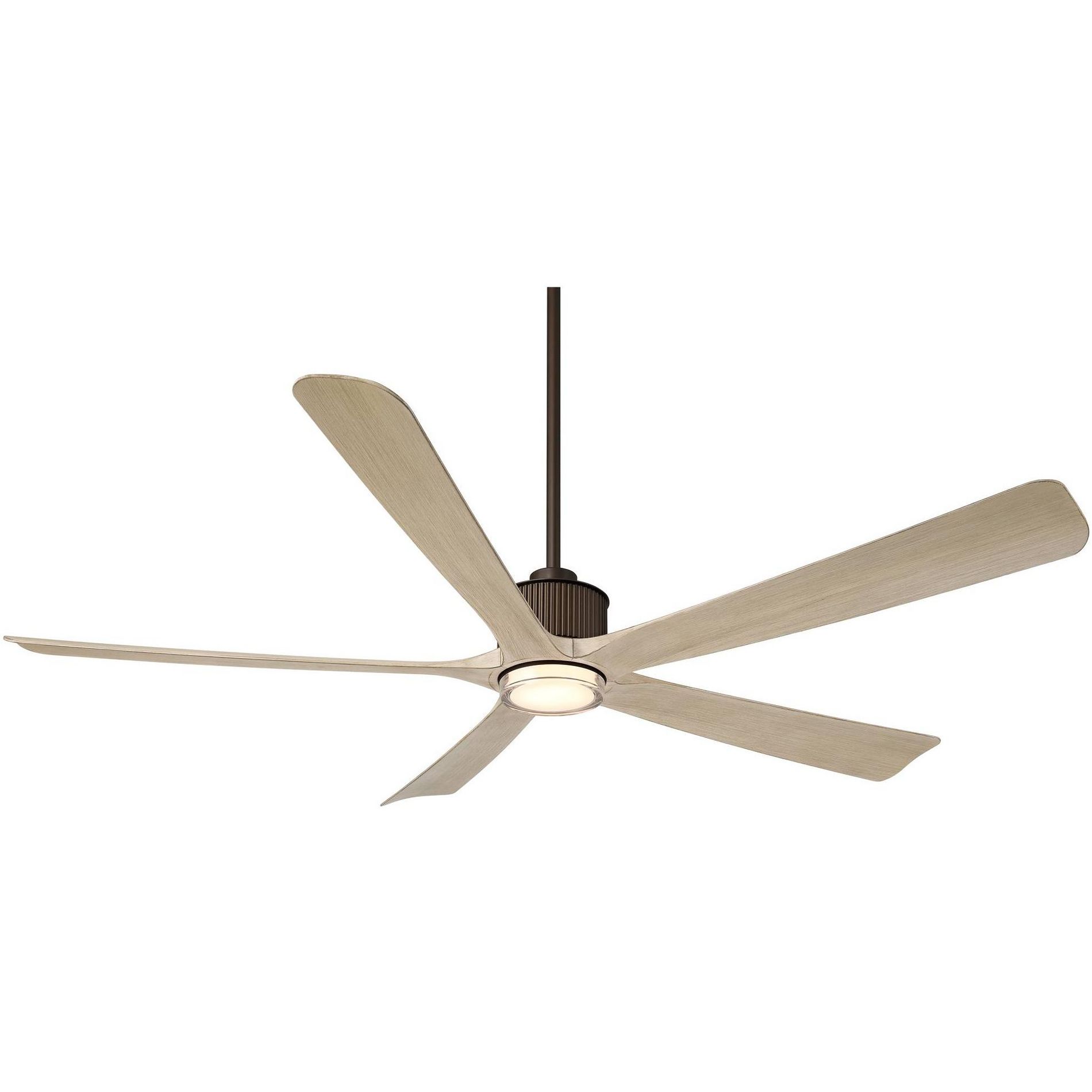 60" Casa Vieja Hex Bronze and White Oak LED Ceiling Fan with Remote