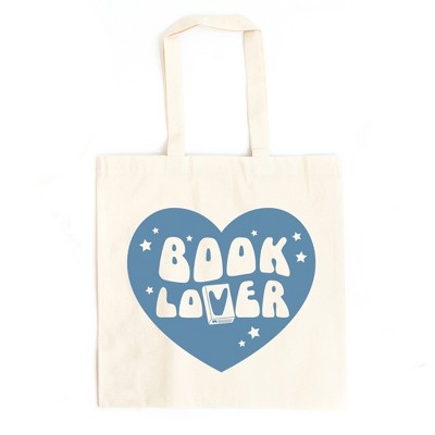 City Creek Prints Book Lover Blue Heart Canvas Tote Bag - 15x16 ...