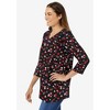 Woman Within Plus Size Perfect Printed Three-Quarter Sleeve V-Neck Tee - 4 of 4