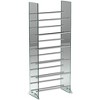 TransDeco Clear glass CD/DVD rack, 6 shelves in brushed silver/chrome caps - 3 of 3
