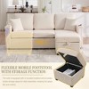 VASIP L-Shaped Sectional Sofa with Storage Ottoman,3-Seat Convertible Design with Cup Holders ,Corduroy Fabric for Living Room, Apartments,Beige - 3 of 4