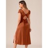 Allegra K Women's Satin Cowl Neck Cap Sleeve Backless Twist Split Midi Cocktail Dress - 3 of 4
