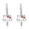 Hello Kitty Womens Cubic Zirconia and Enamel Hoop Earrings  - 4 of 4