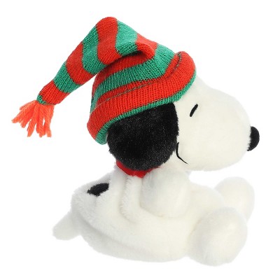 Aurora Mini White Peanuts Snoopy Beanie Festive Plush Toy 5 Inches
