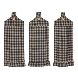 Black Check Button Loop Tea Towel Set of 3 - 1 of 3