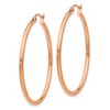 Black Bow Jewelry 2mm, 14k Rose Gold Polished Round Hoop Earrings, 40mm (1 1/2 Inch) - 2 of 4