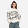 Women's Wild Horses Fleece Graphic Sweatshirt - Cream/Gray - 2 of 3