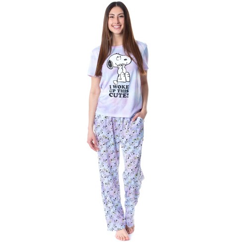 Peanuts Womens' I Woke Up This Cute Tie-dye Sleep Pajama Set Multicolored :  Target