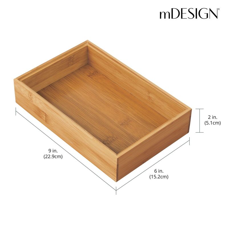 mDesign Stackable Kitchen Bamboo Drawer Organizer, Natural Wood, 4 of 10