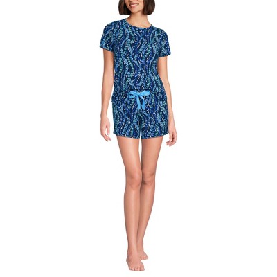 Lands' End Women's Knit Pajama Short Set Short Sleeve T-Shirt and Shorts