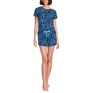 Lands' End Women's Knit Pajama Short Set Short Sleeve T-Shirt and Shorts - 1 of 4