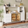 Modern Sideboard with 3 Drawers and Glass Door, Buffet Cabinet with Wine Glass Holder for Dining Room or Living Room Storage - 3 of 4