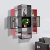 YIYIBYUS Creative Wall Mounted Bookcase Book Shelf Black and Red Bookcase with 9 Compartments - 2 of 4