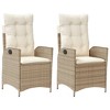 vidaXL Reclining Patio Chairs 2 pcs with Cushions Beige Poly Rattan - 2 of 4