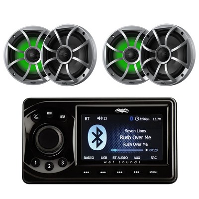 Wet Sounds MC-1 4 Zone BT Marine Media Center + RECON 6-S RGB LED Speakers