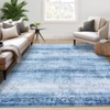 8'x10' Washable Chenille Floral Print Bedroom Living Room Rugs, Non Slip Stain Resistant Large Dining Room Rugs, Retro Accent Home Decor Carpet, Blue - 4 of 4