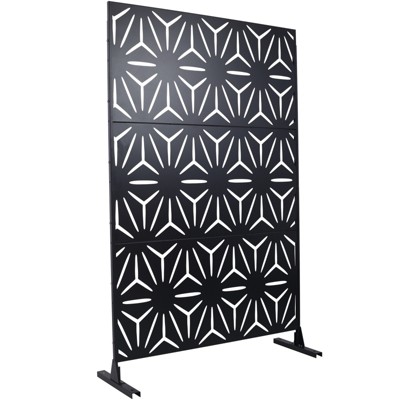 DSVIMOY Outdoor & Indoor Privacy Screen, Freestanding Decorative Privacy Screen for Deck Balcony Patio, Black, 48"*76"*16"