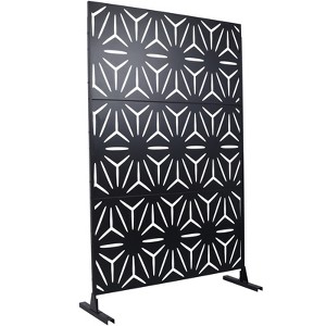 DSVIMOY Outdoor & Indoor Privacy Screen, Freestanding Decorative Privacy Screen for Deck Balcony Patio, Black, 48"*76"*16" - 1 of 4