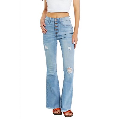 Women's Full Size Jess Button Flare Jeans - Vibrant Miu