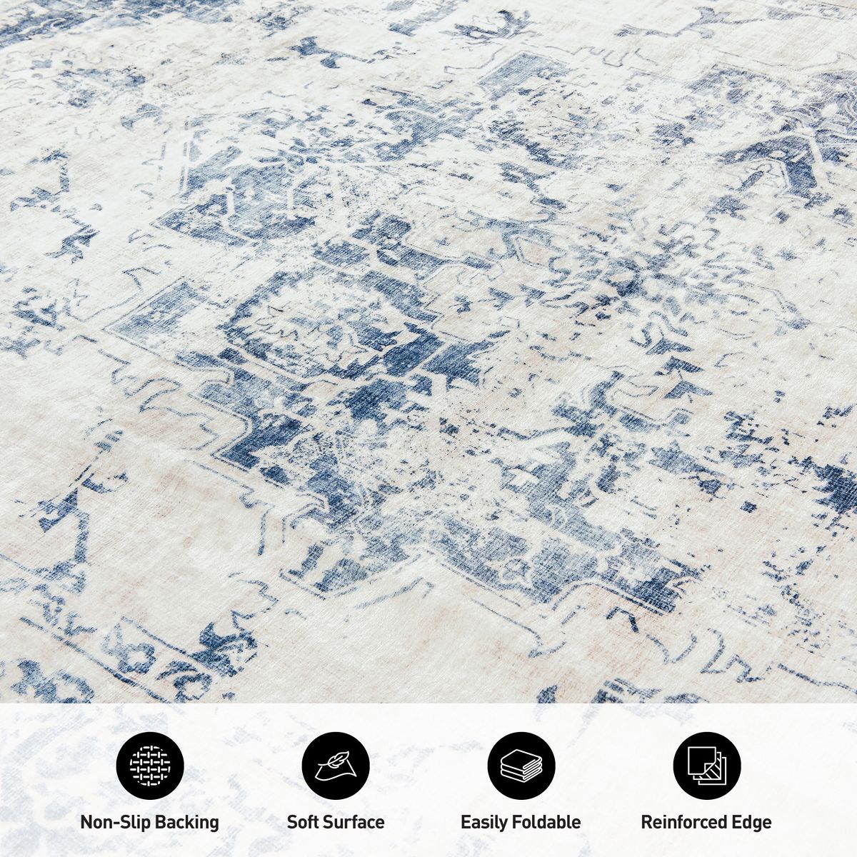 World Rug Gallery Traditional Vintage Distressed Washable Non Slip Area Rug: Stain & Fade-Resistant, Low Pile - thumbnail 5
